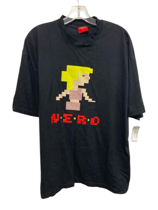 N.E.R.D Size L Black Cotton logo T shirt Crew Men's Short Sleeve Black / L