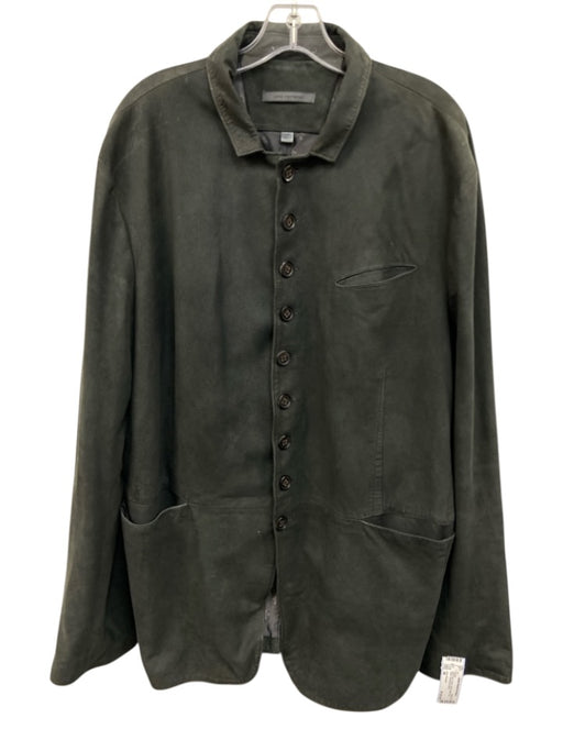 John Varvatos Size 58 Dark Gray Suede Solid Button Up Blazer Men's Jacket Dark Gray / 58
