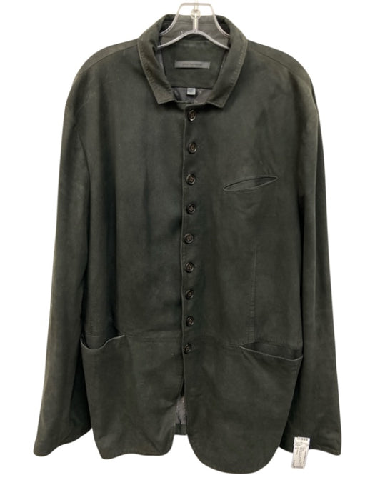 John Varvatos Size 58 Dark Gray Suede Solid Button Up Blazer Men's Jacket Dark Gray / 58
