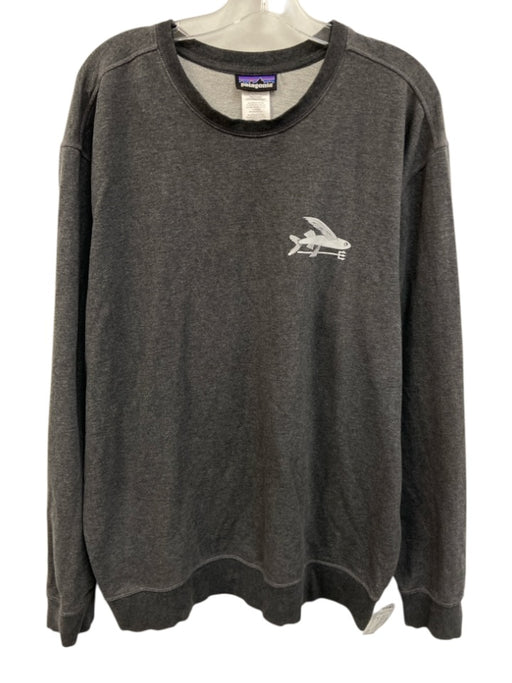 Patagonia Size XL Dark Gray Cotton Blend Fish Sweatshirt Crew Long Sleeve Shirt Dark Gray / XL