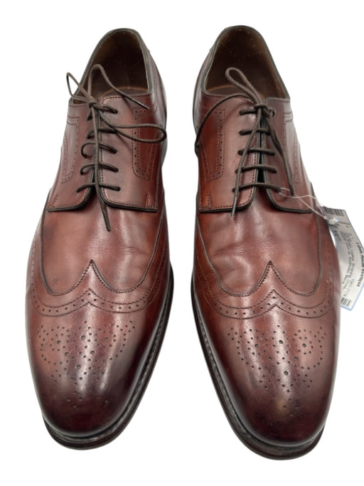 Santoni Shoe Size 13 Dark Brown Leather Broguing Dress Wingtip Men's Shoes Dark Brown / 13