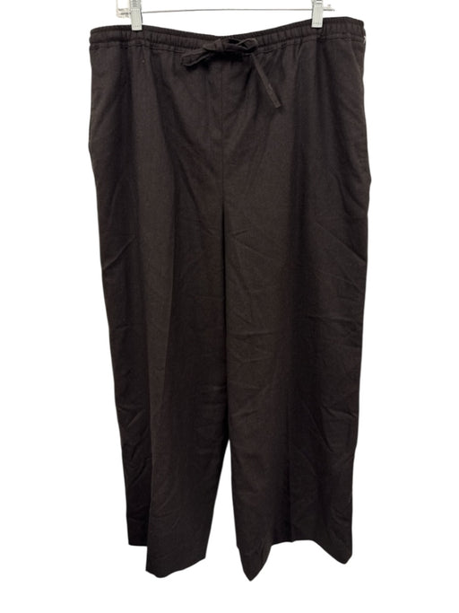 Eskandar Size 1 Dark Brown Elastic Drawstring Waist Pockets Wide Leg Pants Dark Brown / 1