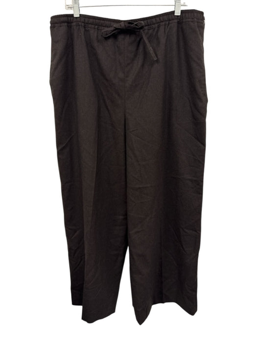 Eskandar Size 1 Dark Brown Elastic Drawstring Waist Pockets Wide Leg Pants Dark Brown / 1