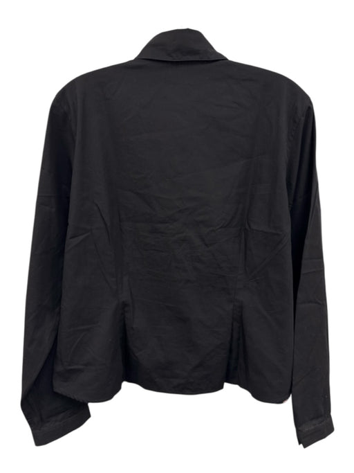 Anne Fontaine Size Est L Black & Multi Cotton Blend Button Front Collar Top Black & Multi / Est L