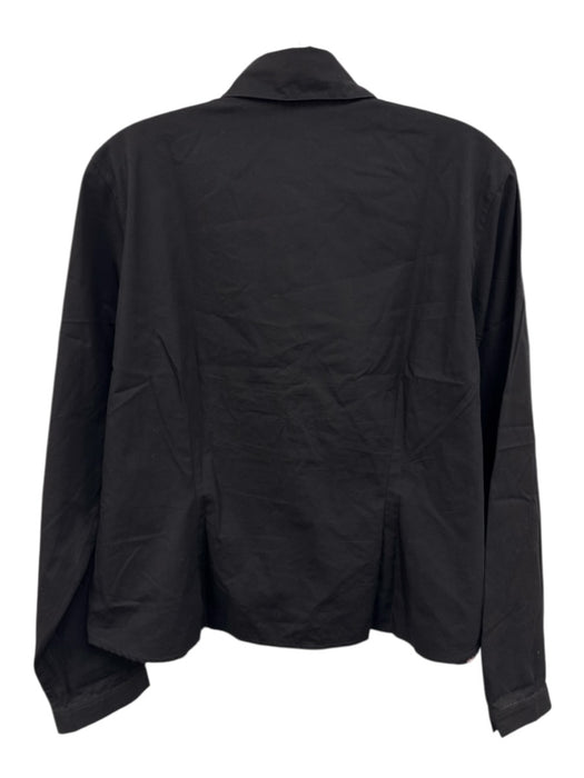 Anne Fontaine Size Est L Black & Multi Cotton Blend Button Front Collar Top Black & Multi / Est L