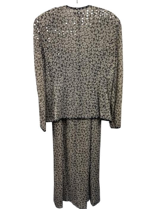 Giorgio Armani Size 16 Black & White Silk Blend Spaghetti Strap Floral Dress Set Black & White / 16