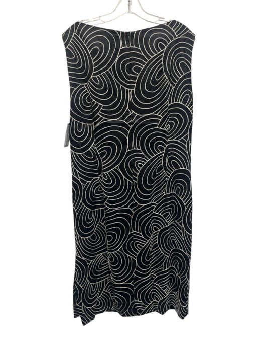 Feraud Size Est L Black & White Silk Sleeveless Abstract Print Beaded Dress Set Black & White / Est L