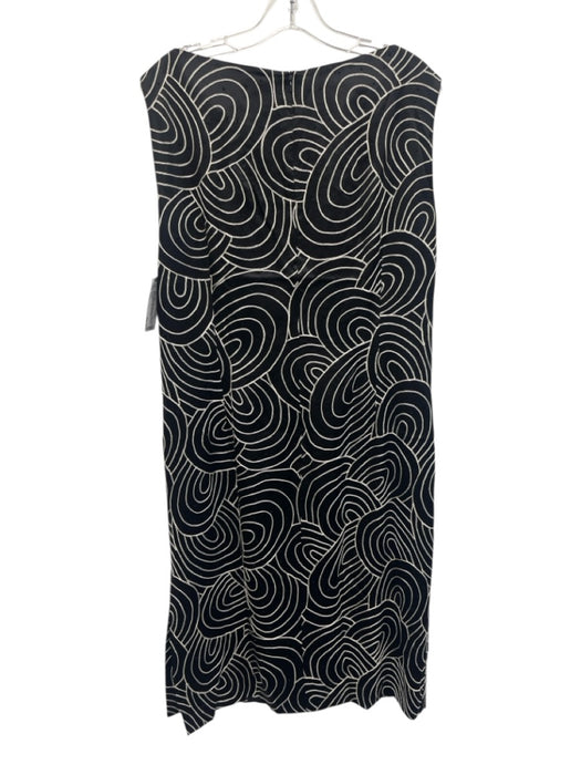 Feraud Size Est L Black & White Silk Sleeveless Abstract Print Beaded Dress Set Black & White / Est L