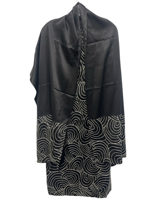 Feraud Size Est L Black & White Silk Sleeveless Abstract Print Beaded Dress Set Black & White / Est L