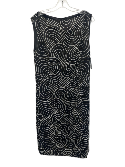 Feraud Size Est L Black & White Silk Sleeveless Abstract Print Beaded Dress Set Black & White / Est L