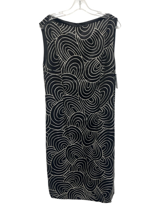 Feraud Size Est L Black & White Silk Sleeveless Abstract Print Beaded Dress Set Black & White / Est L