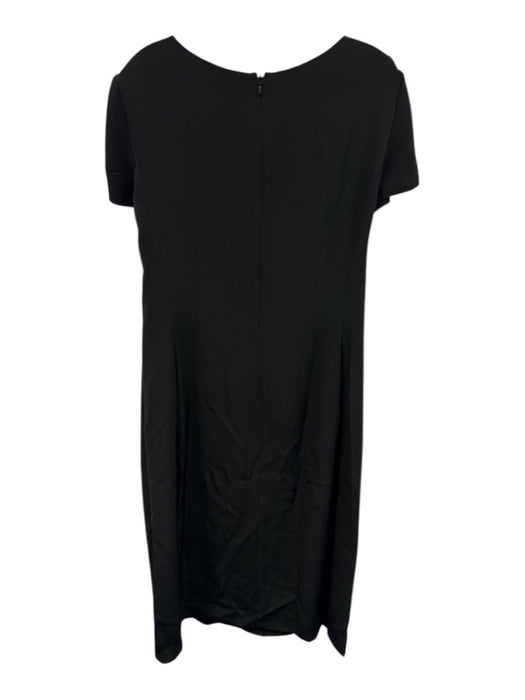 Joseph Abboub Size Est L Black Acetate Blend Short Sleeve Side Slit Midi Dress Black / Est L