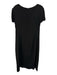 Joseph Abboub Size Est L Black Acetate Blend Short Sleeve Side Slit Midi Dress Black / Est L