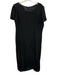Joseph Abboub Size Est L Black Acetate Blend Short Sleeve Side Slit Midi Dress Black / Est L