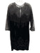 Oscar de la Renta Size 14 Black Long Lace Sleeve Floral Embroidered Velvet Dress Black / 14