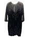 Oscar de la Renta Size 14 Black Long Lace Sleeve Floral Embroidered Velvet Dress Black / 14