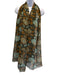 Giorgio Armani Teal, Brown, Orange Silk Rectangle Floral Rolled Hem scarf Teal, Brown, Orange