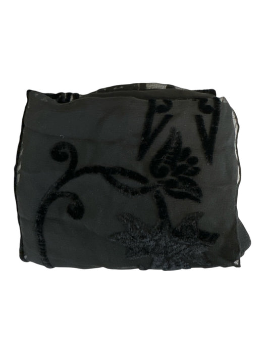 Salvatore Ferragamo Black Silk Blend Square Floral Velvet Rolled Hem scarf Black