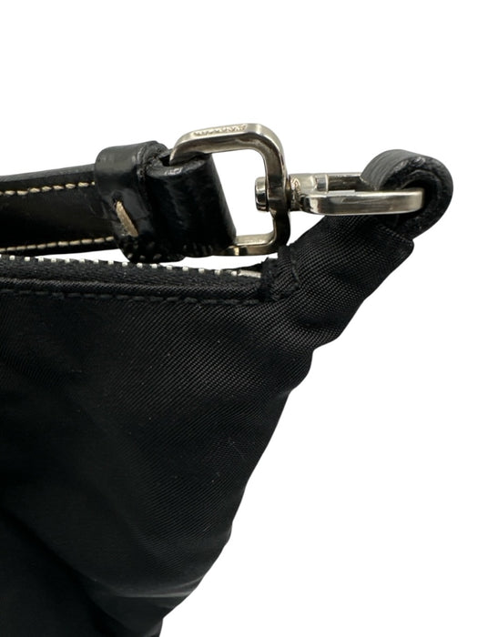 Prada Black Nylon Zip Close Triangle Logo Leather Strap Silver hardware Bag Black / Small