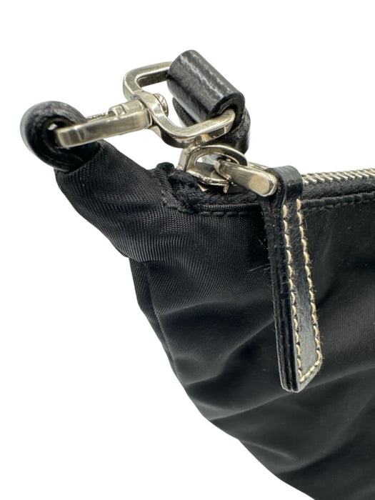 Prada Black Nylon Zip Close Triangle Logo Leather Strap Silver hardware Bag Black / Small