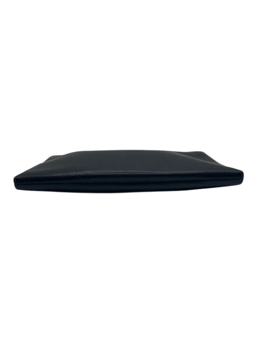 DelVaux Black Leather Zip Close Tulip contrast stitch Clutch Bag Black / Small