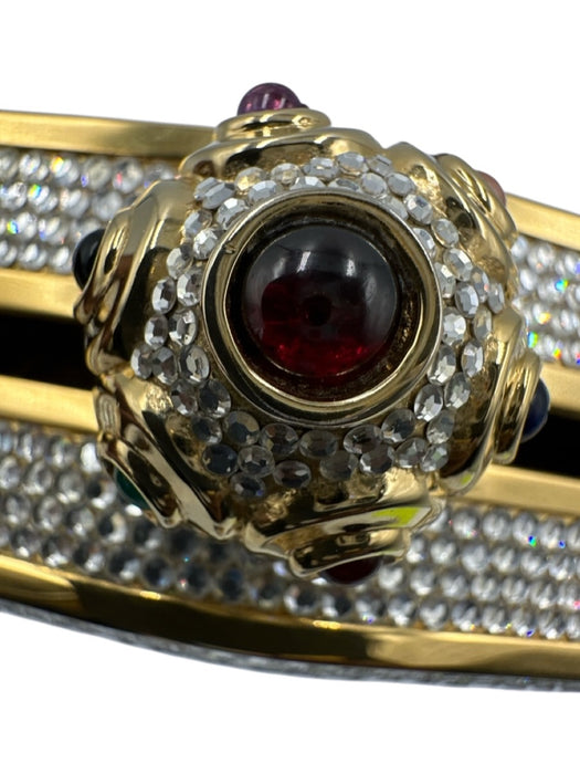 Judith Leiber Clear & Gold Crystals Push Clasp Crossbody Strap Mirror Incl Bag Clear & Gold / Mini