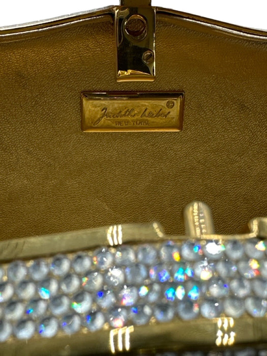 Judith Leiber Clear & Gold Crystals Push Clasp Crossbody Strap Mirror Incl Bag Clear & Gold / Mini