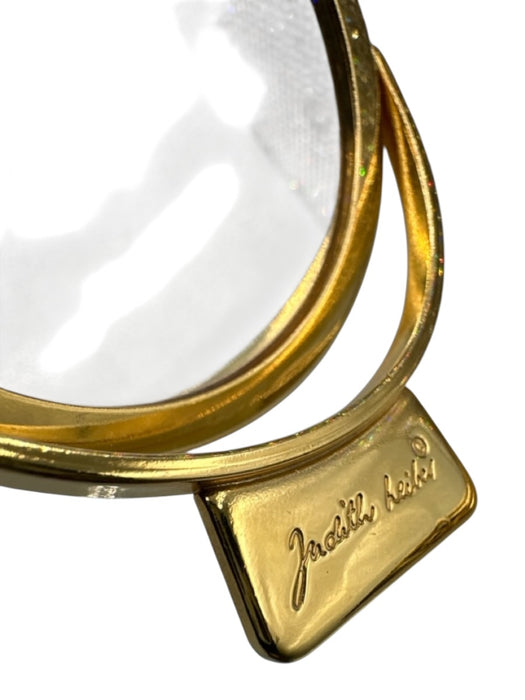 Judith Leiber Clear & Gold Crystals Push Clasp Crossbody Strap Mirror Incl Bag Clear & Gold / Mini