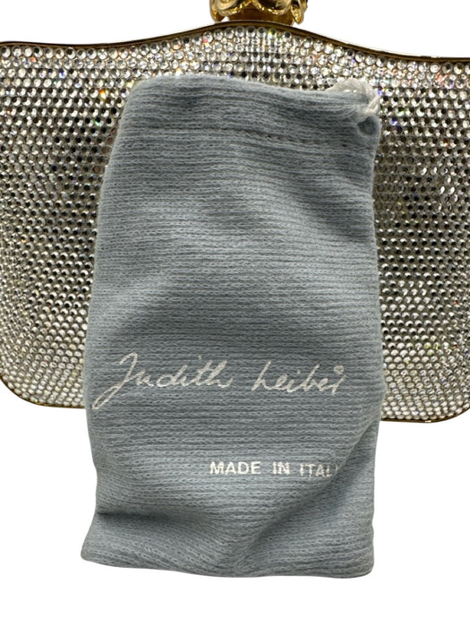Judith Leiber Clear & Gold Crystals Push Clasp Crossbody Strap Mirror Incl Bag Clear & Gold / Mini