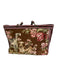Isabella Fiore Brown, Pink, Green Leather & Canvas Top Handle Floral Tote Bag Brown, Pink, Green / Medium