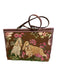 Isabella Fiore Brown, Pink, Green Leather & Canvas Top Handle Floral Tote Bag Brown, Pink, Green / Medium