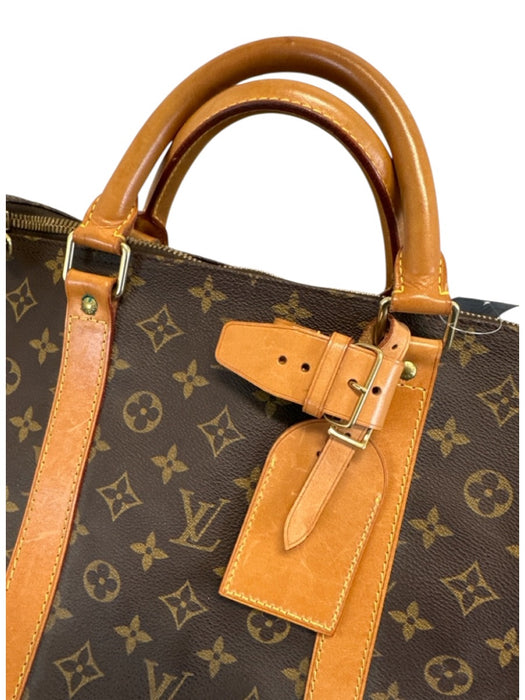 Louis Vuitton Mixed Brown Canvas & Leather Top Handle Monogram Zip Close Bag Mixed Brown / XL