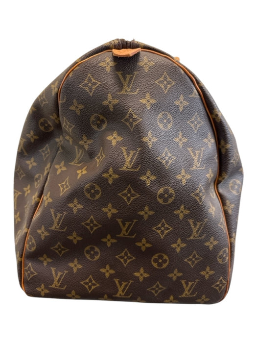 Louis Vuitton Mixed Brown Canvas & Leather Top Handle Monogram Zip Close Bag Mixed Brown / XL