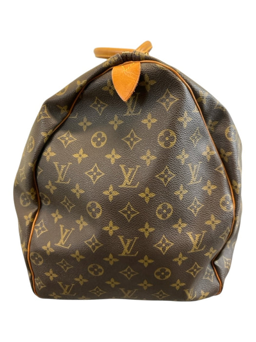 Louis Vuitton Mixed Brown Canvas & Leather Top Handle Monogram Zip Close Bag Mixed Brown / XL
