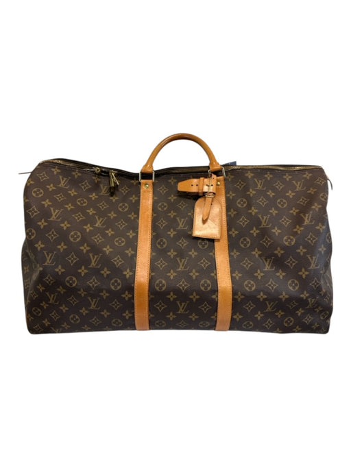 Louis Vuitton Mixed Brown Canvas & Leather Top Handle Monogram Zip Close Bag Mixed Brown / XL