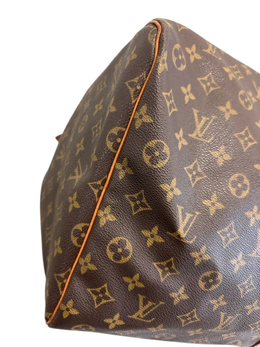 Louis Vuitton Mixed Brown Canvas & Leather Top Handle Monogram Zip Close Bag Mixed Brown / XL
