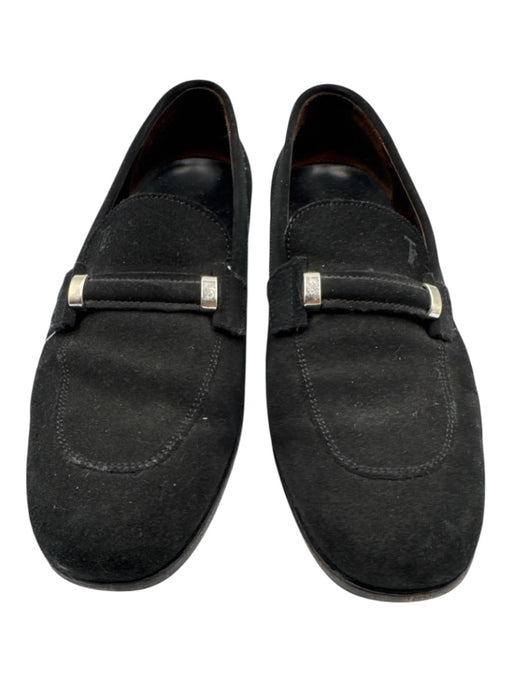 Tod's Shoe Size 40 Black Leather Suede Round Toe Logo silver hardware Loafers Black / 40