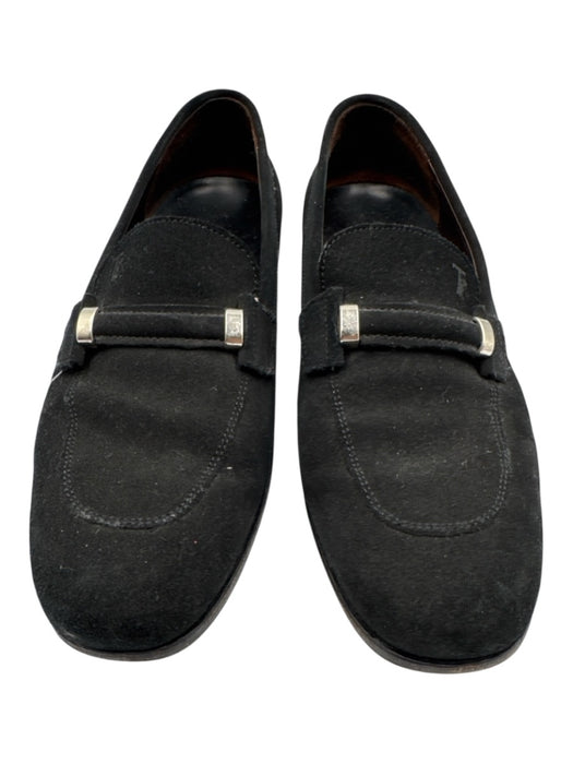 Tod's Shoe Size 40 Black Leather Suede Round Toe Logo silver hardware Loafers Black / 40