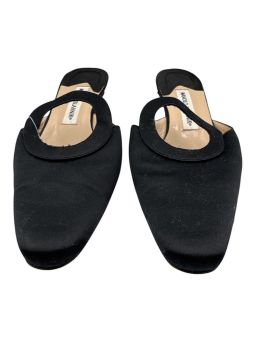 Manolo Blahnik Shoe Size 41 Black Leather Suede Almond Toe Cut Out Mule Pumps Black / 41