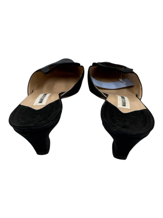 Manolo Blahnik Shoe Size 41 Black Leather Suede Almond Toe Cut Out Mule Pumps Black / 41