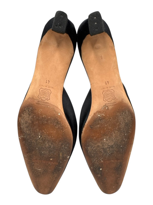 Manolo Blahnik Shoe Size 41 Black Leather Suede Almond Toe Cut Out Mule Pumps Black / 41