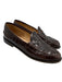 Manolo Blahnik Shoe Size 40.5 Dark Brown Leather Round Toe Croc Embossed Loafers Dark Brown / 40.5