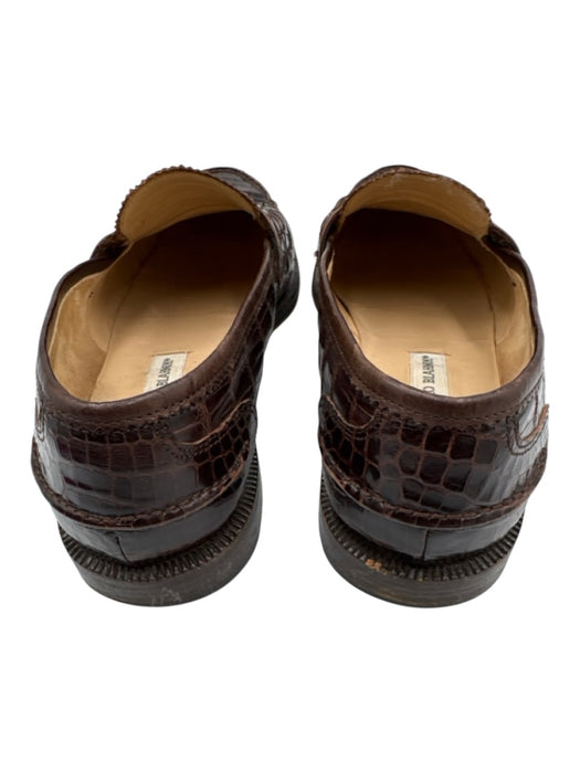 Manolo Blahnik Shoe Size 40.5 Dark Brown Leather Round Toe Croc Embossed Loafers Dark Brown / 40.5