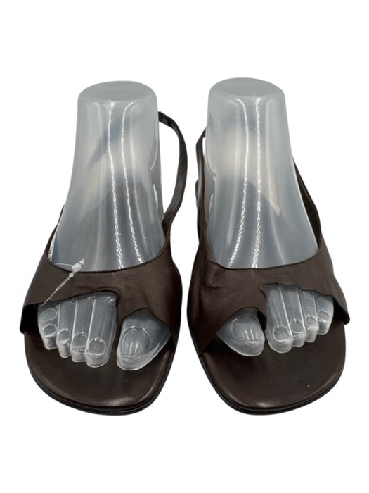 Christian Louboutin Shoe Size 41 Dark Brown Leather Cut Out Thong Flat Sandals Dark Brown / 41