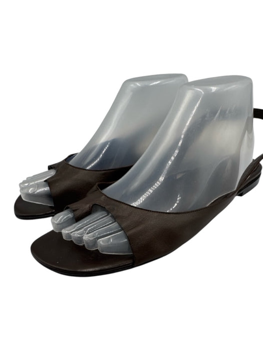 Christian Louboutin Shoe Size 41 Dark Brown Leather Cut Out Thong Flat Sandals Dark Brown / 41