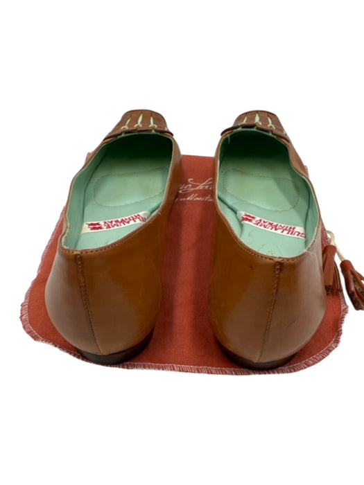 Guillaume Hinfray Shoe Size 40 Brown & Mint Print Leather Square Toe Flat Flats Brown & Mint Print / 40