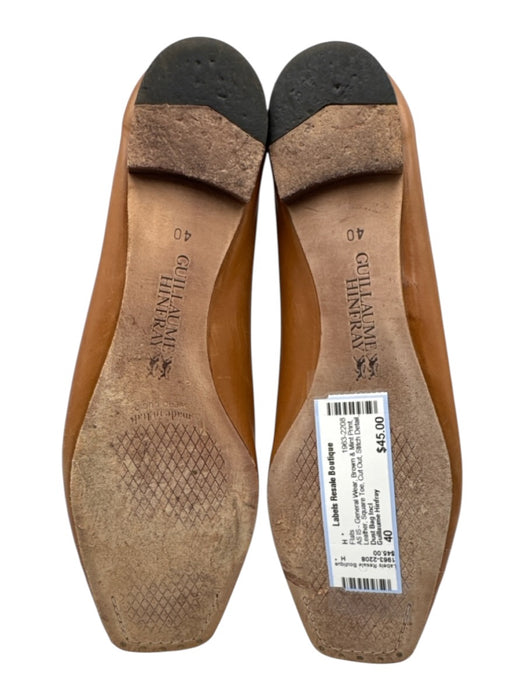 Guillaume Hinfray Shoe Size 40 Brown & Mint Print Leather Square Toe Flat Flats Brown & Mint Print / 40