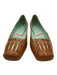 Guillaume Hinfray Shoe Size 40 Brown & Mint Print Leather Square Toe Flat Flats Brown & Mint Print / 40