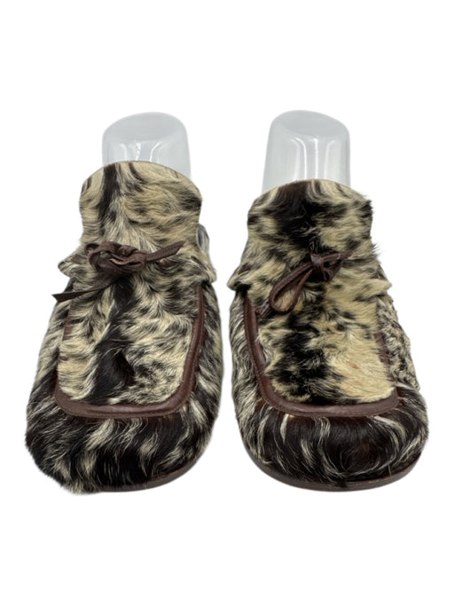 Marni Shoe Size 40 Brown & Gray Leather Pony Hair Animal Print Round Toe Flats Brown & Gray / 40
