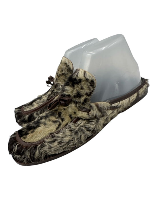 Marni Shoe Size 40 Brown & Gray Leather Pony Hair Animal Print Round Toe Flats Brown & Gray / 40